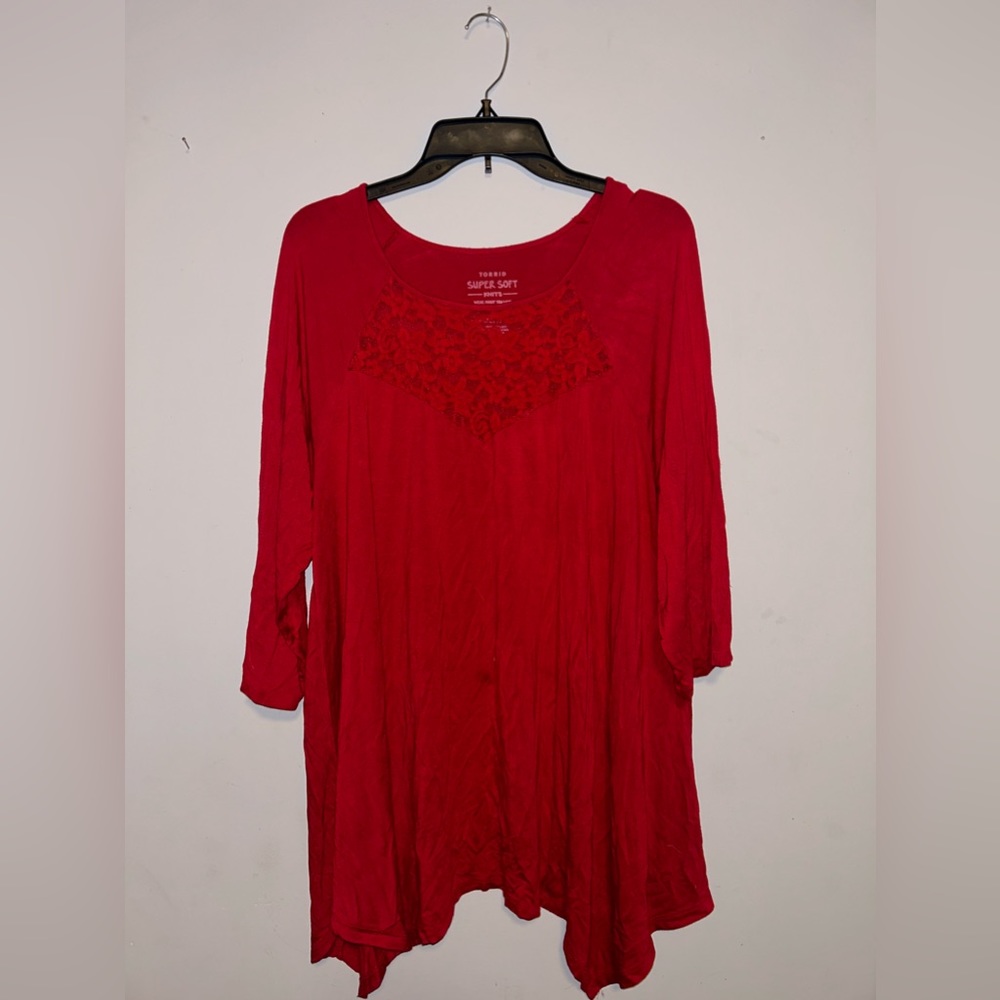 Torrid Super Soft Knit long sleeve red Top Size 2